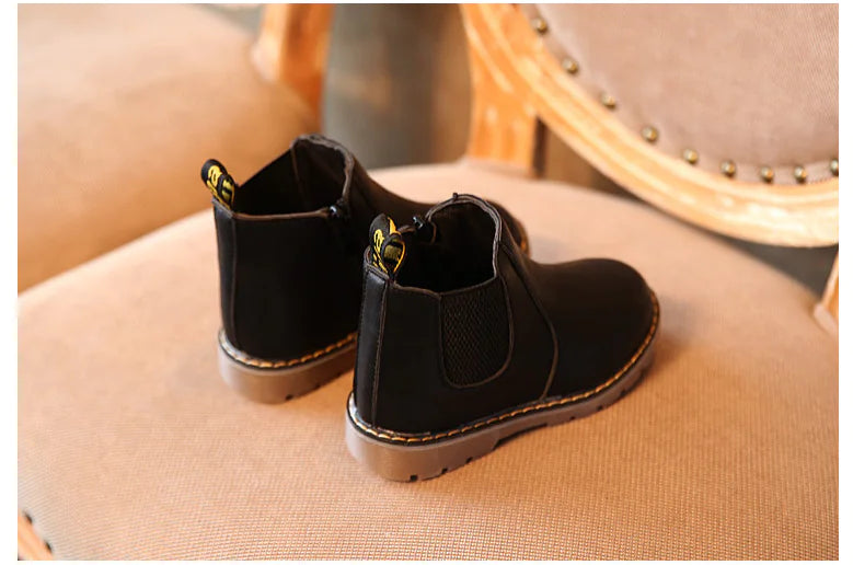 Children's Leather Short Boots for Boys and Girls