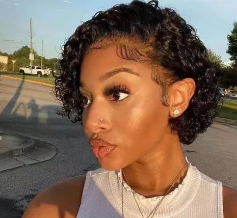 Brazilian 9A Lace Front Curly Wig for Short Hair