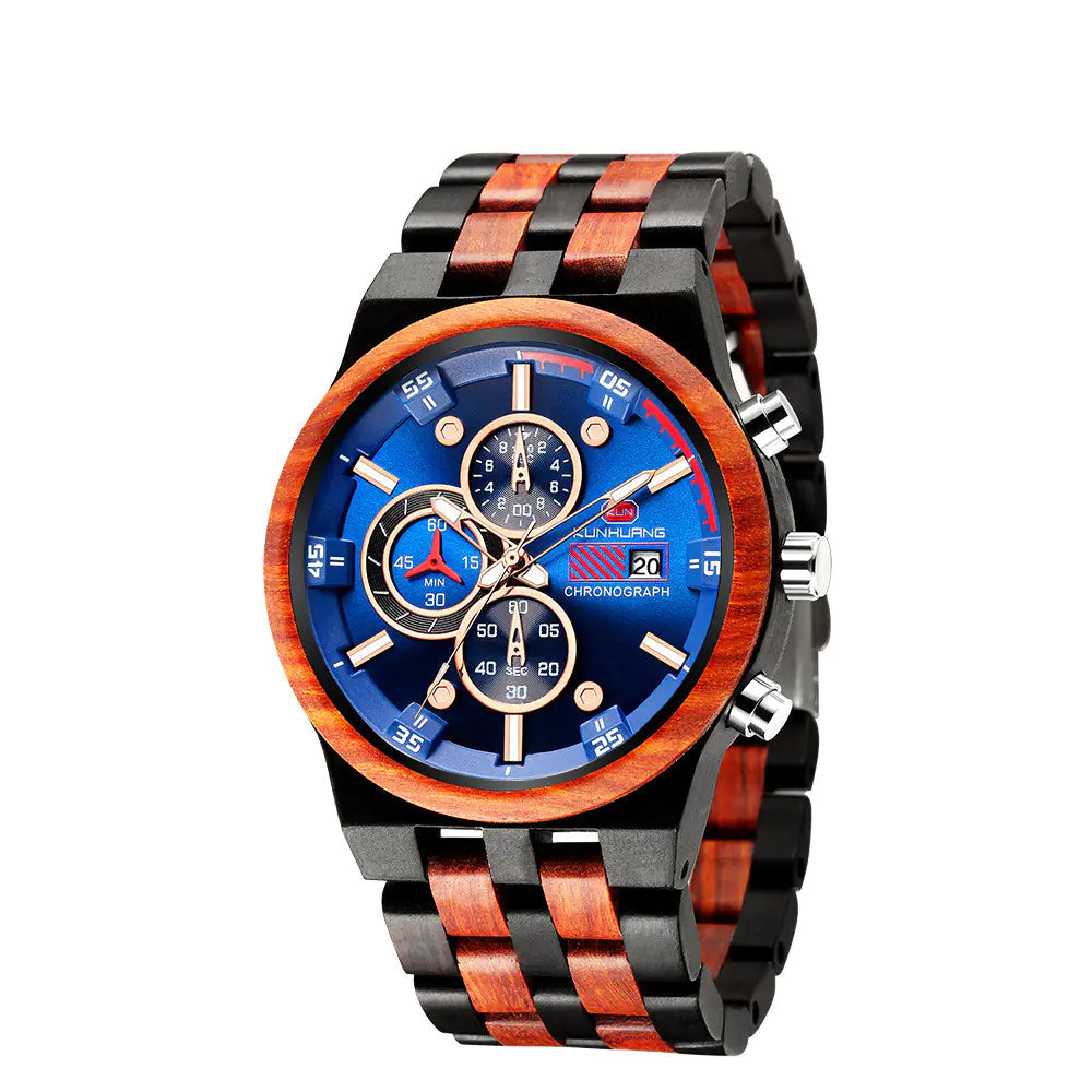Luminous Multifunctional Quartz Wood Sports Watch