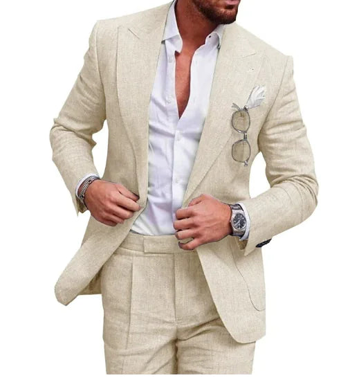 Norbert Men's Linen Suits - New Large Size Two-Piece Set