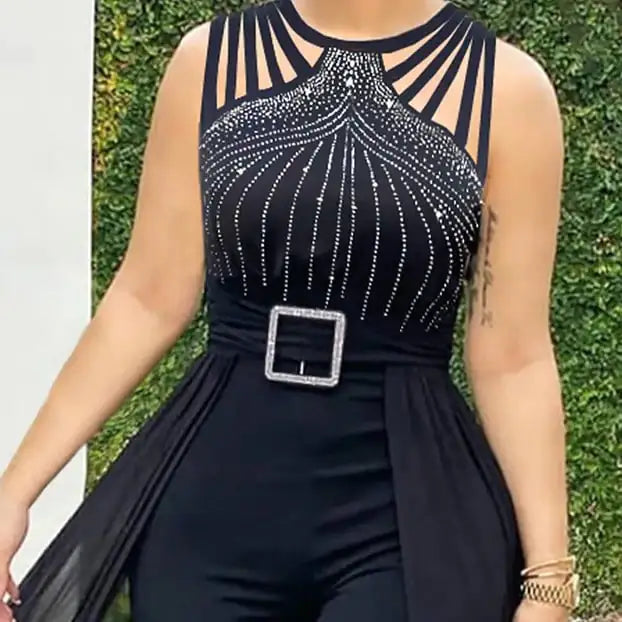 Solid Color Mesh Long Dress with Waistband