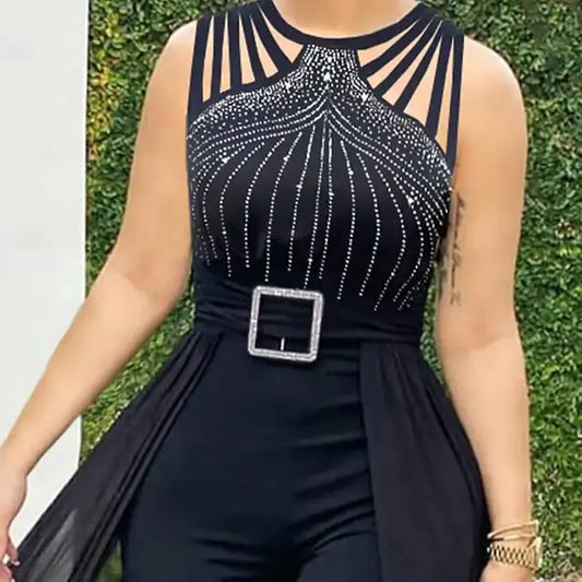 Solid Color Mesh Long Dress with Waistband