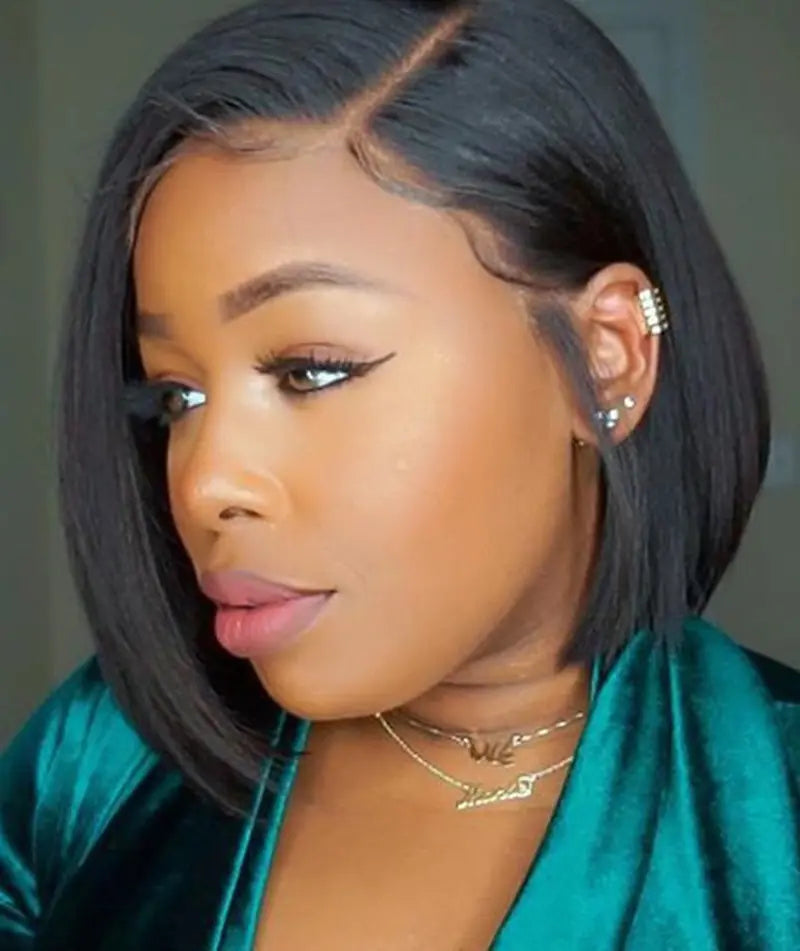 Realistic Short Bob Wig for Women - Golden Straight Hair