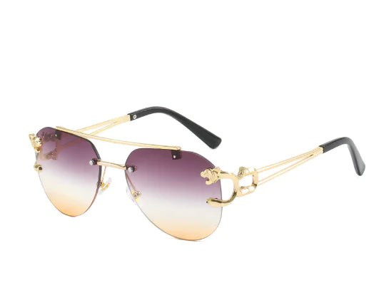 Presley Sunglasses - UV400 Unframed Leopard Design (One)