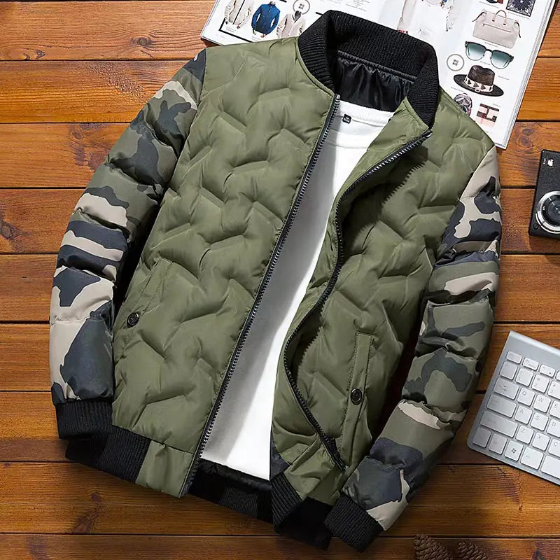 Men's Camouflage Bomber Jacket - Thick Warm Windbreaker