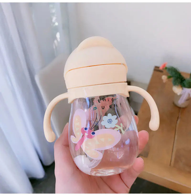 Cute Baby Straw Cup with Gravity Ball and Handle