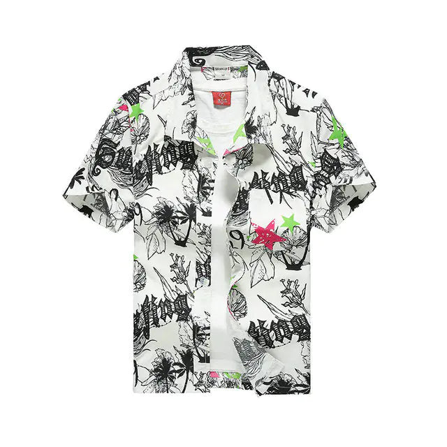 2023 Men's Hawaiian Print Short Sleeve Quick Dry Shirt