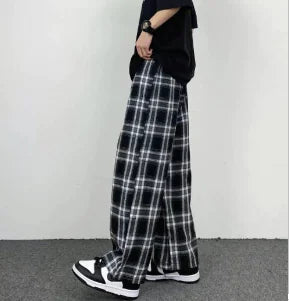 WOLFF Casual Check Trousers for Hip-Hop Streetwear