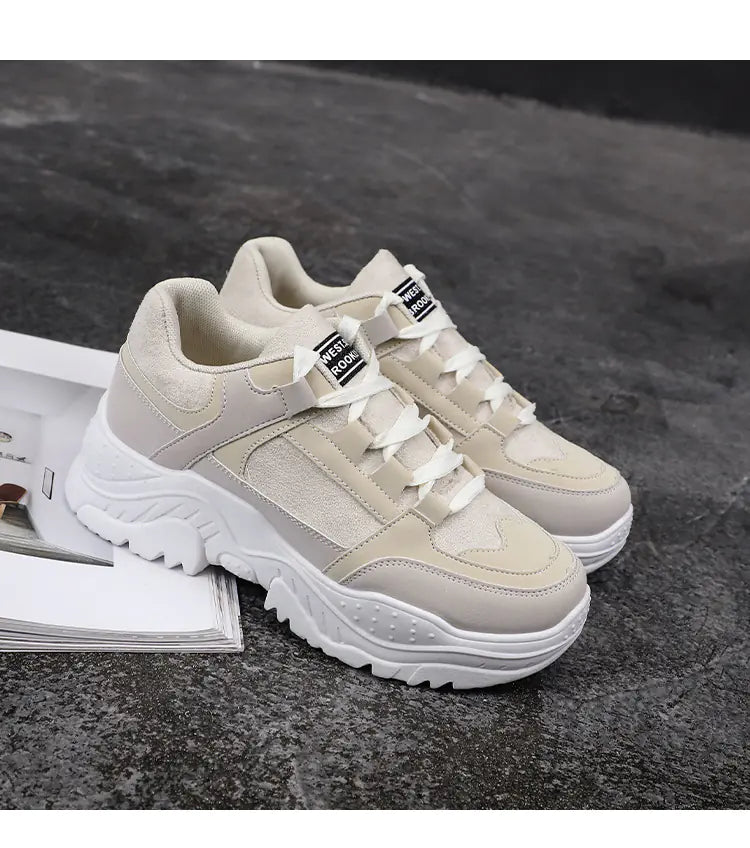Women's Casual Thick Sole Sneakers - Korean Style