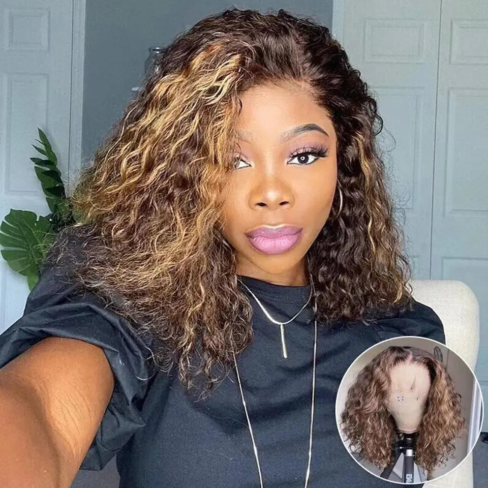 Water Wave Lace Front Wig with Gradient Color