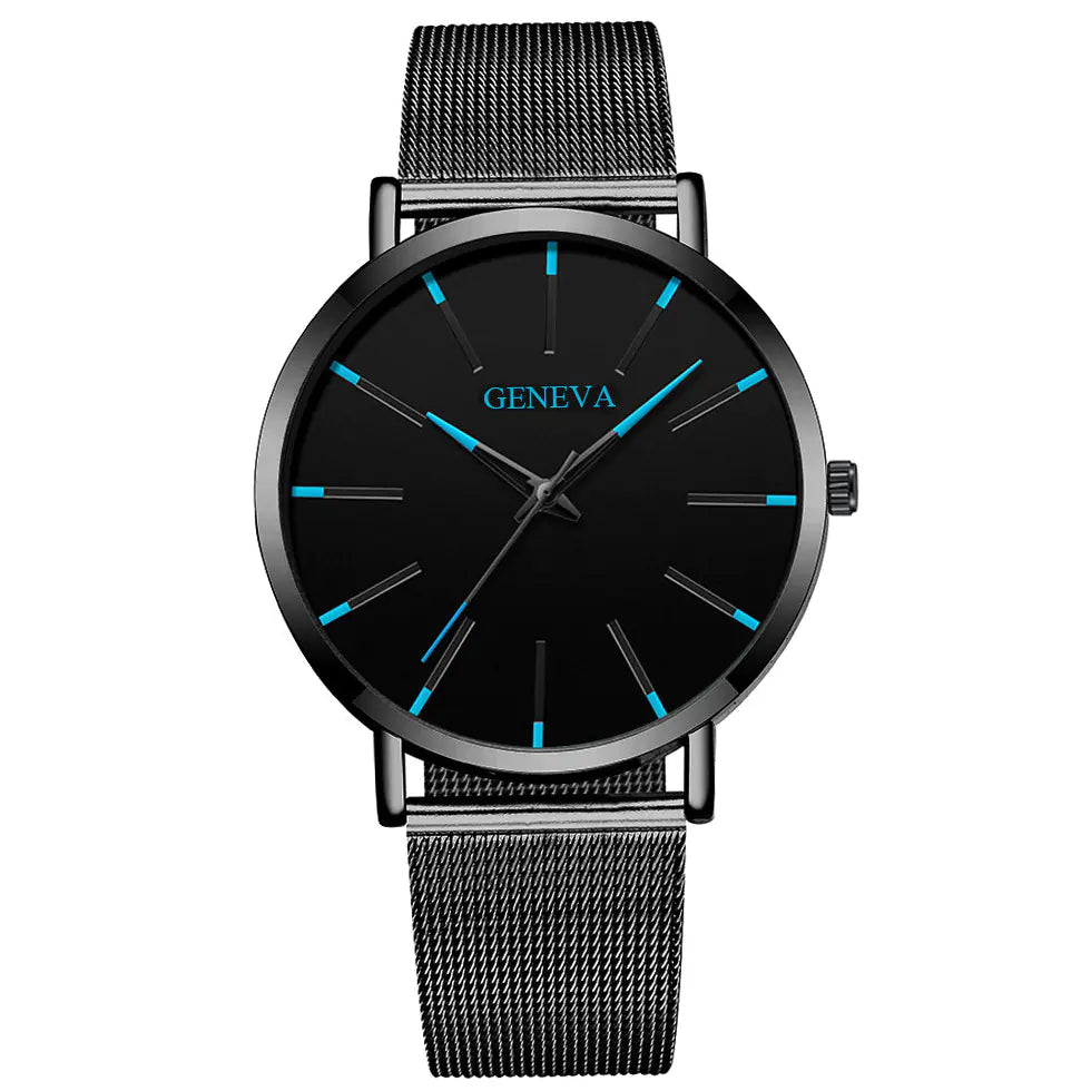 Fashionable Geneva Couple Quartz Watch with Mesh Band