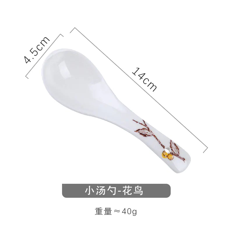 Japanese Ceramic Hand-Painted Spoon for Dining