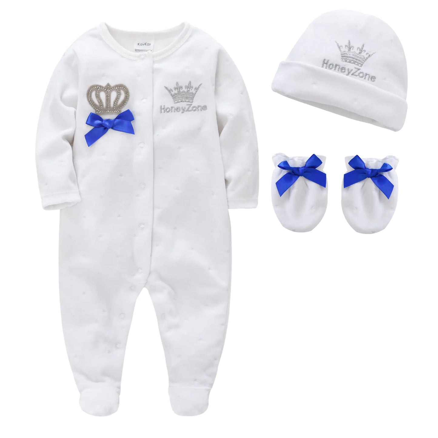 2020 Winter Newborn Velvet Romper Set (3 Pieces)
