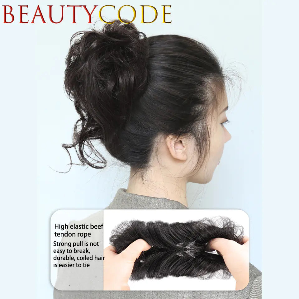 Synthetic Curl Donut with Elastic Band for Messy Bun