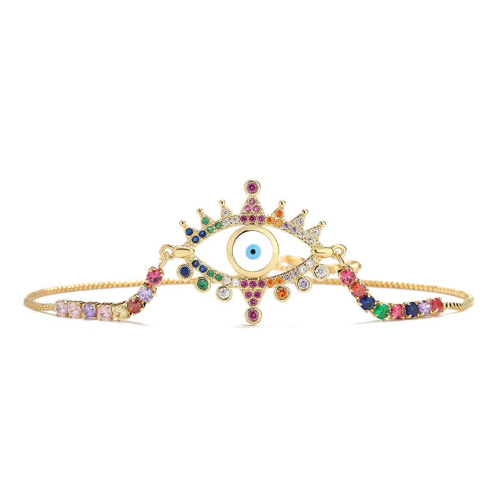 Copper Plated Gold Mixed Color Zircon Bracelet for Women