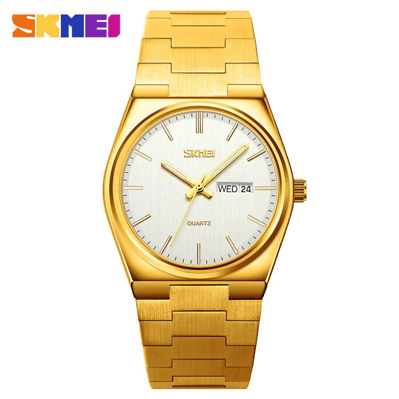 Stylish Men's Steel Band Quartz Watch with Calendar