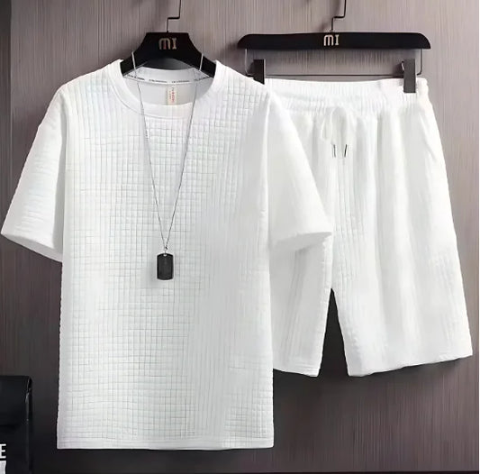 Crisp Summer Waffle-Knit Leisure Set for Men (One Set)