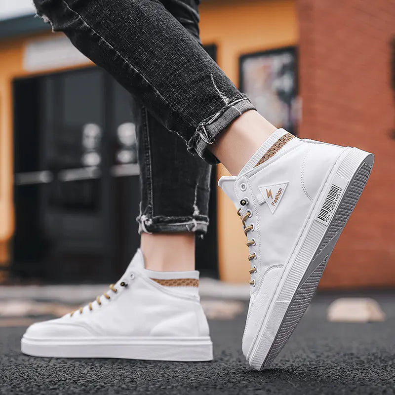 Men's High-Top Canvas Sneakers - Breathable Casual Shoes