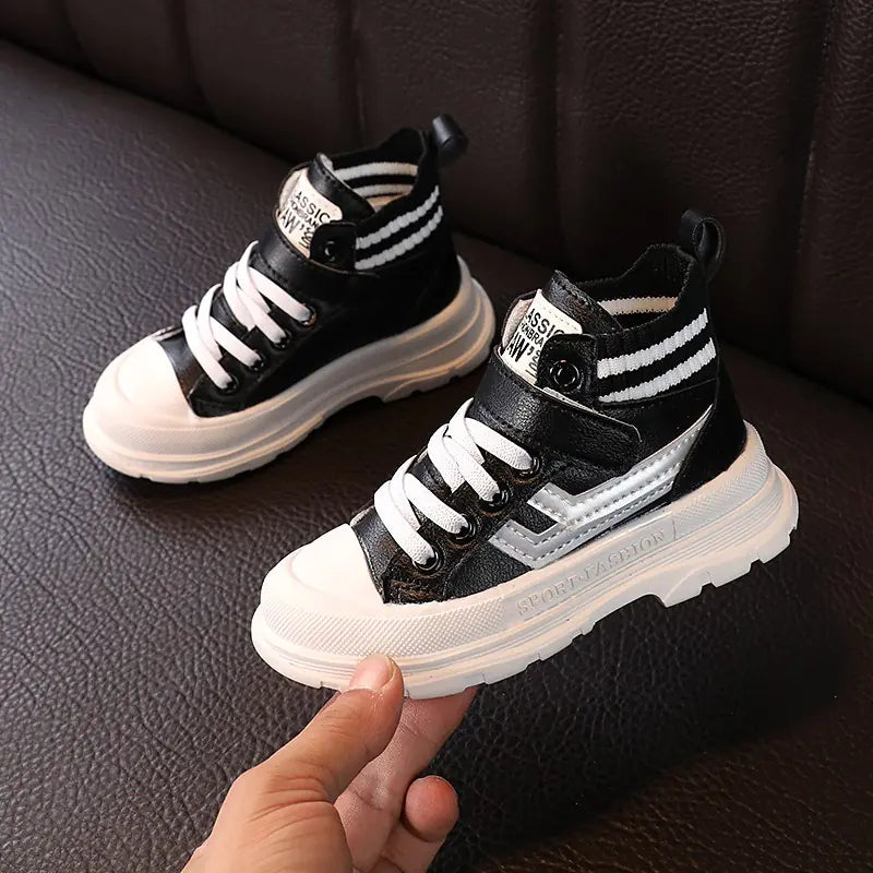 Boys' Fashion Leather Ankle Boots for Autumn and Winter