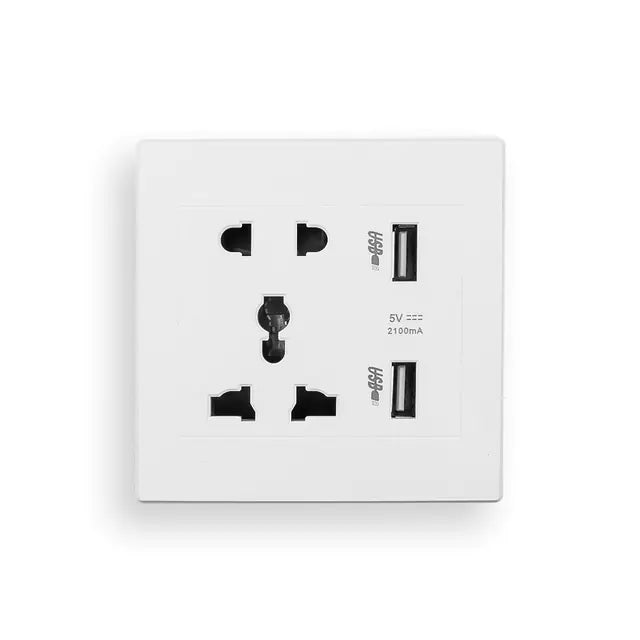 Multifunctional Five Hole Panel with Dual USB Socket