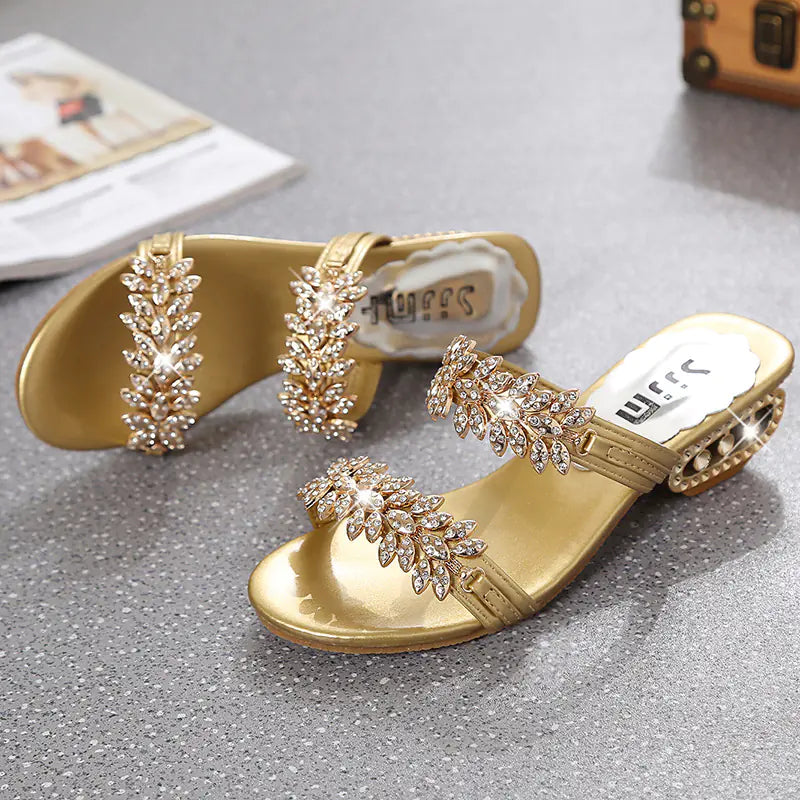 Women's Mid-Heel Floral Sandals and Slippers