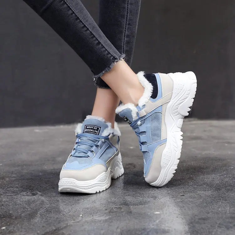 Women's Casual Thick Sole Sneakers - Korean Style