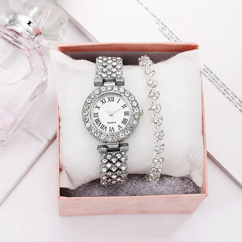 Fashion Roman Pattern Women's Diamond Quartz Watch