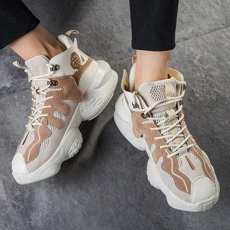 Color Block Sneakers for Men - Dad Shoes with Height Boost