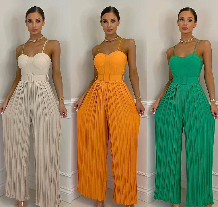 WOLFF - Stylish Sexy Jumpsuit with Belted Wide Legs
