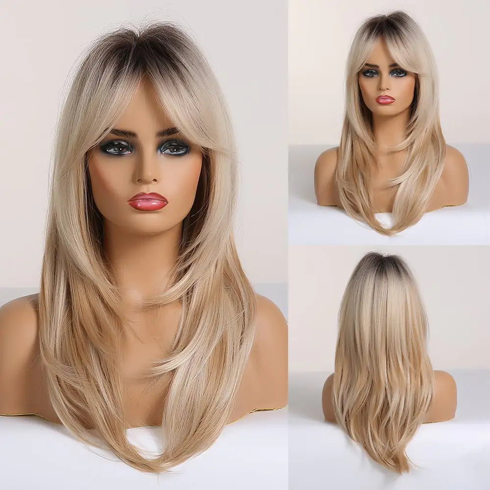 Medium Long Textured Straight Hair with Bangs