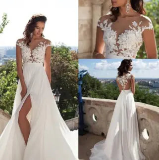 WOLFF Elegant Wedding Dress with Lace Split Detail (One Piece)