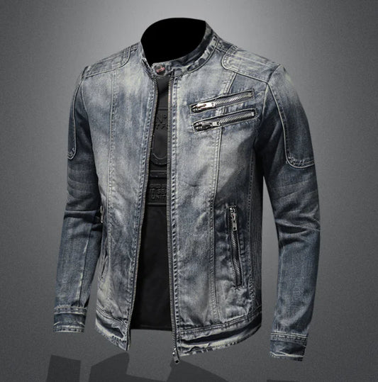 Elegant Black Denim Jacket for Men (One Piece)