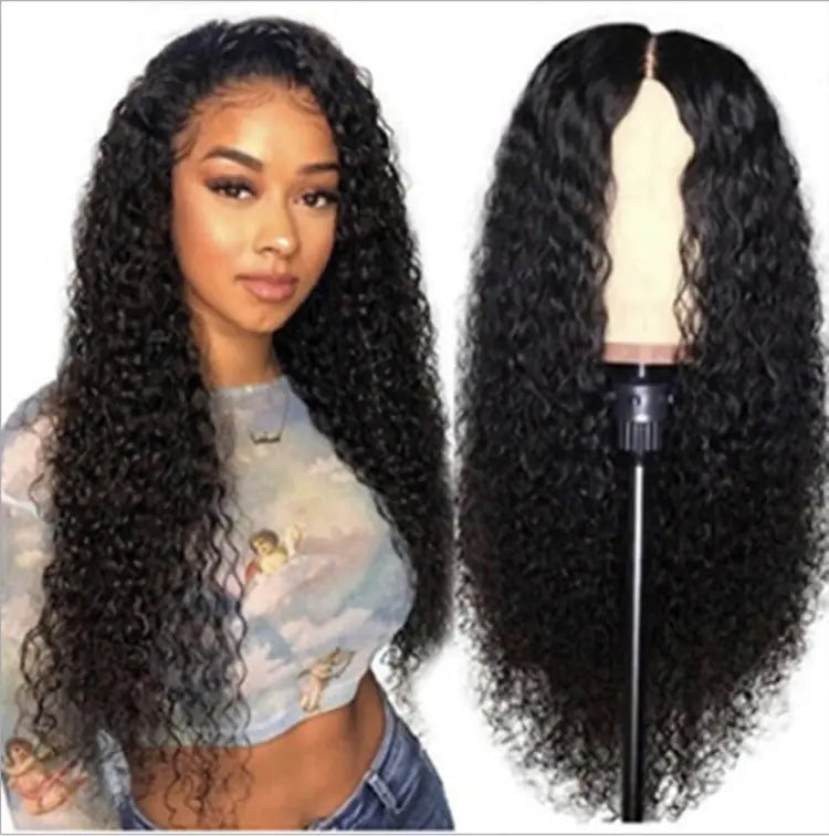 Black Long Curly Wig for Women - High-Temperature Fiber