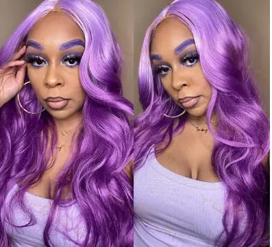 Black and Purple Gradient Long Curly Synthetic Wig