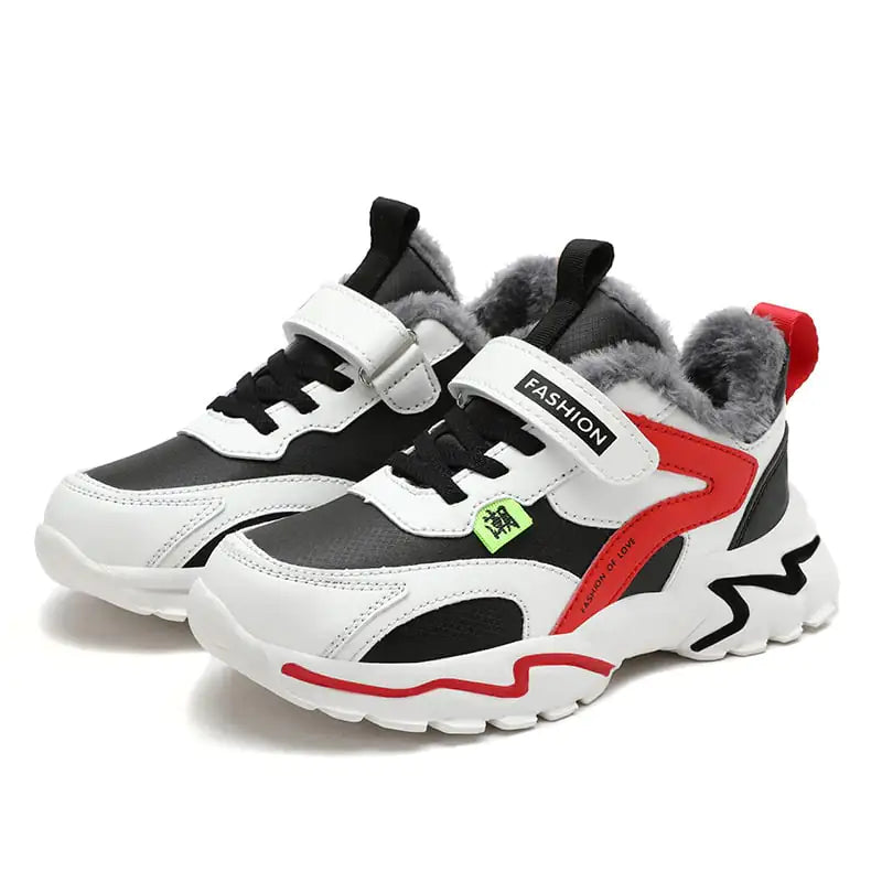 Winter Children's Leather and Velvet Sneakers