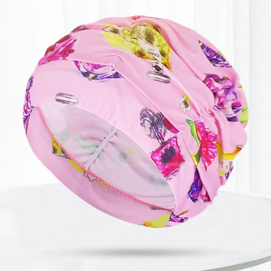 Pleated Swim Cap for Adults - Cute Print & Solid Color