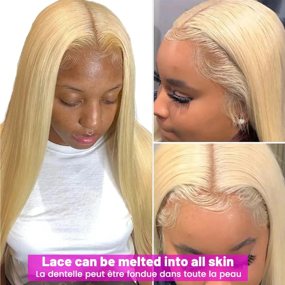 613 Blonde Glueless Lace Front Wig - Long Silk Straight