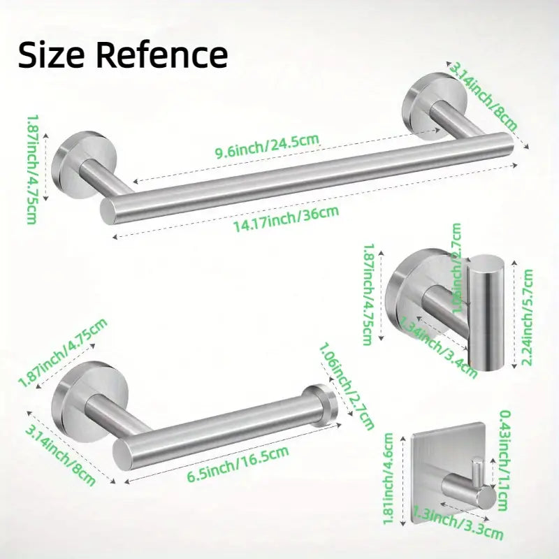 5pcs Matte Black Bathroom Hardware Set, Stainless Steel