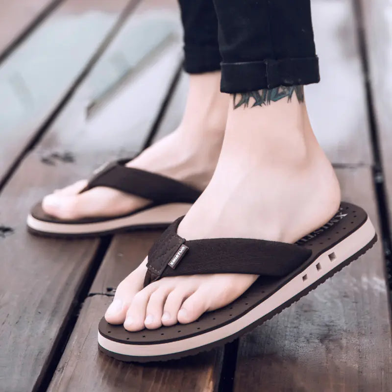 Men's Summer Beach Flip Flops - Breathable Slip-On (Size 47-48)