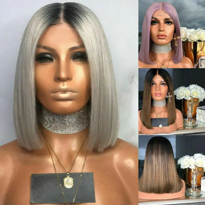 Black and Gray Ombre Bob Wig for Women