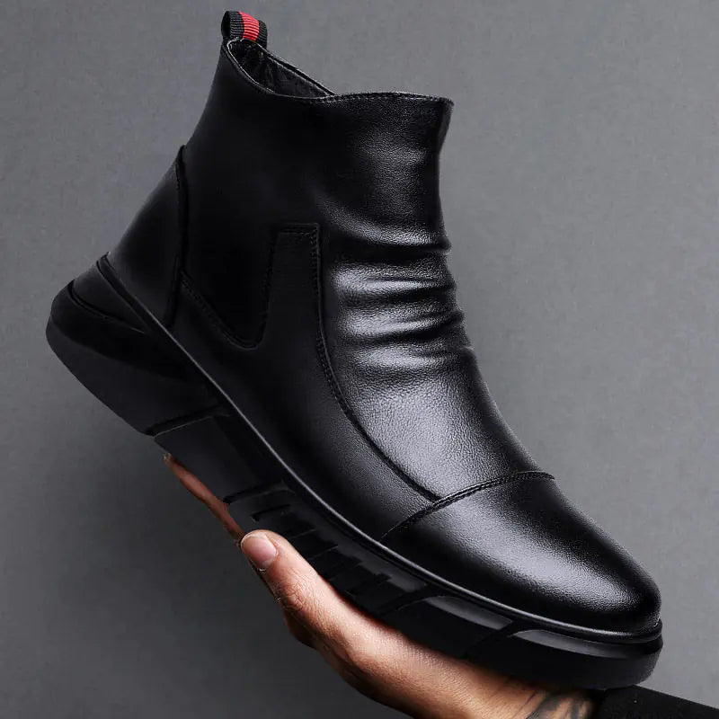 High-Top Casual Leather Shoes for Men