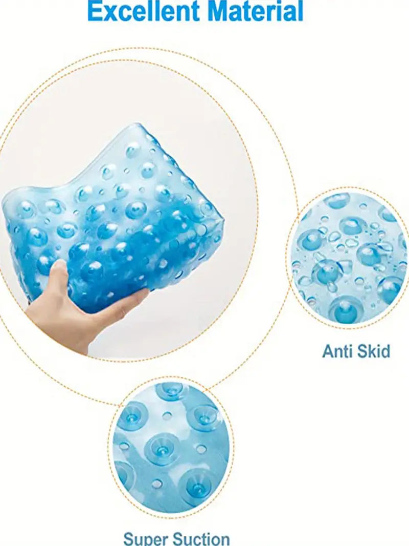 Extra Large Blue Non-Slip Bath Mat with Suction Cups