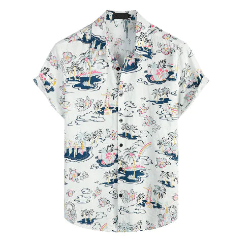 Men's Vintage Floral Short Sleeve Shirt (Single Item)