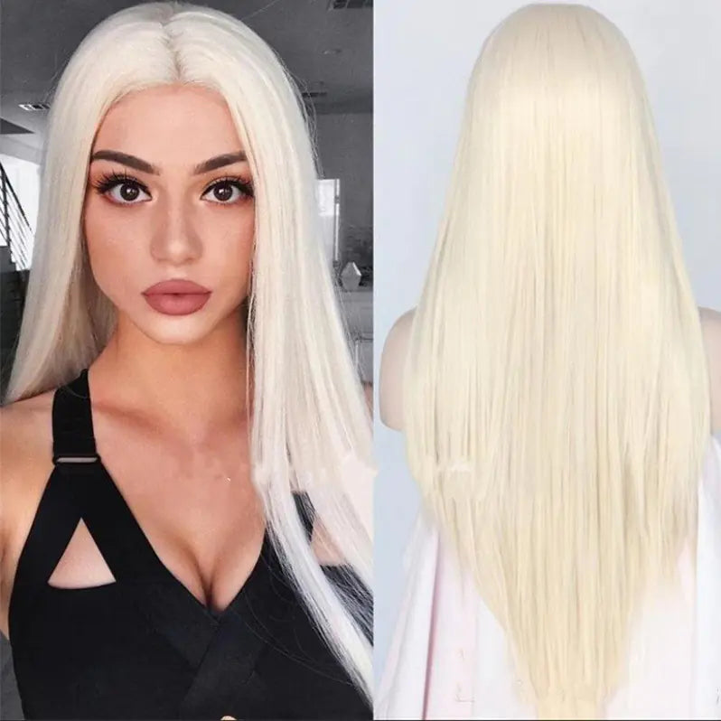 Mid-Length Straight Light Blonde Wig for Women