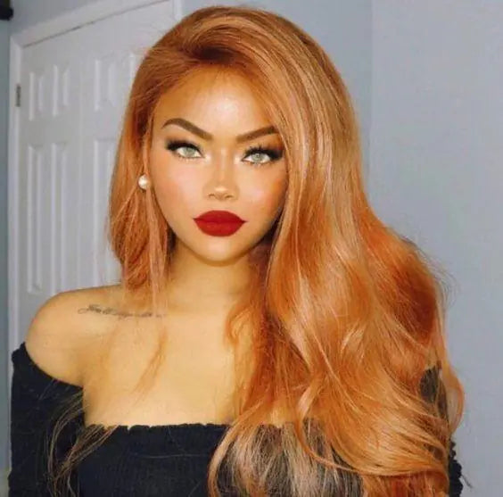 Orange Natural Big Wave Synthetic Lace Wig Cap