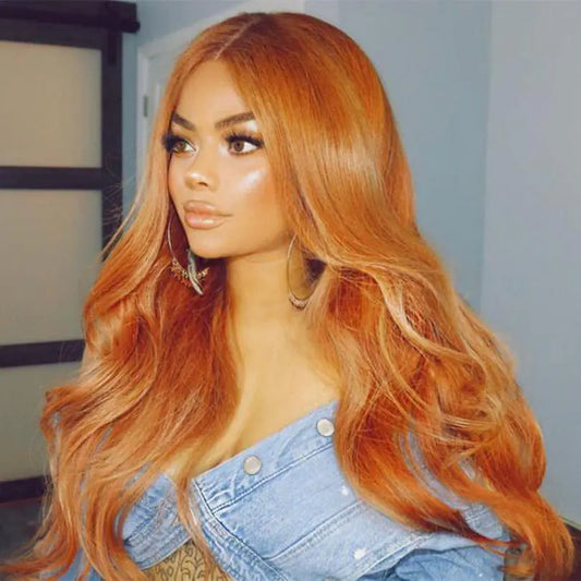 Orange Natural Big Wave Synthetic Lace Wig Cap