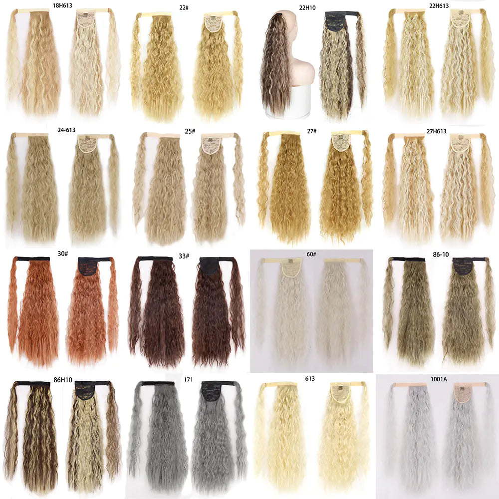 Water Wave Ponytail Wig with Velcro Band (High Temp Fiber)