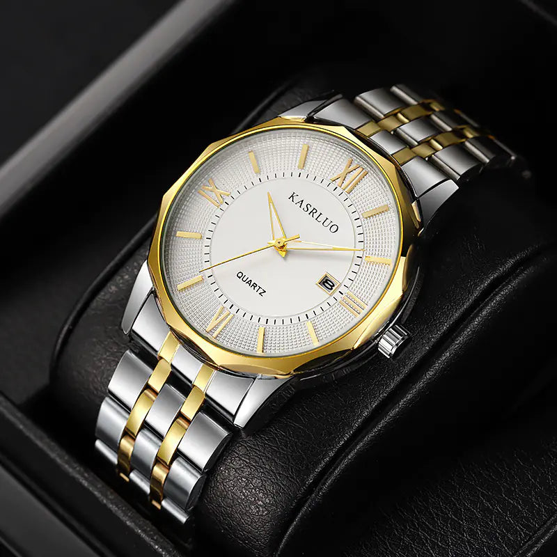 Stylish Men's Brand Watch with Calendar and Steel Band