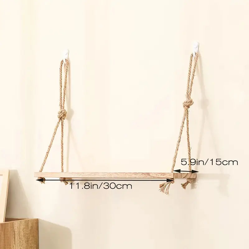 Boho Wall Hanging Shelf - Rustic Floating Shelf (1pc)