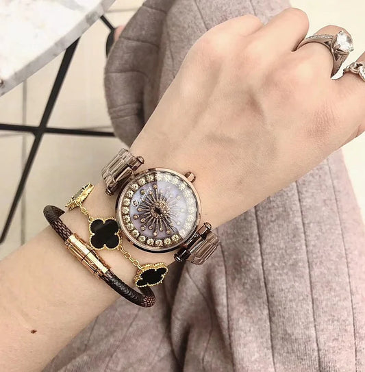 Pink Women's Watch with Diamond Accents